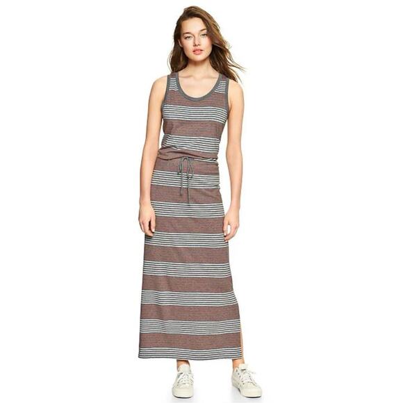 Gap Striped Tank Drawstring Maxi Dress Red,white, Blue Women’s Medium Sold Out - Picture 1 of 8